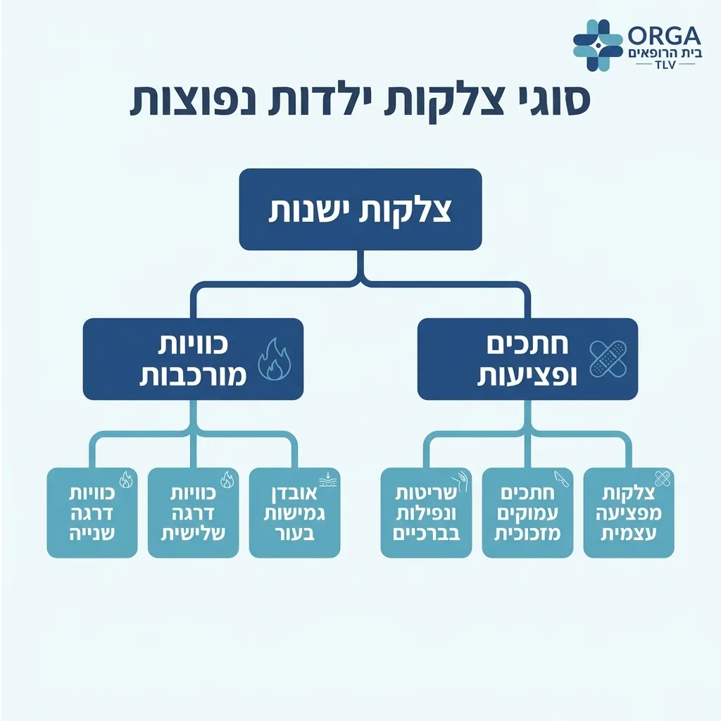 אינפוגרפיקה — סוגי צלקות ילדות נפוצות: צלקות ישנות